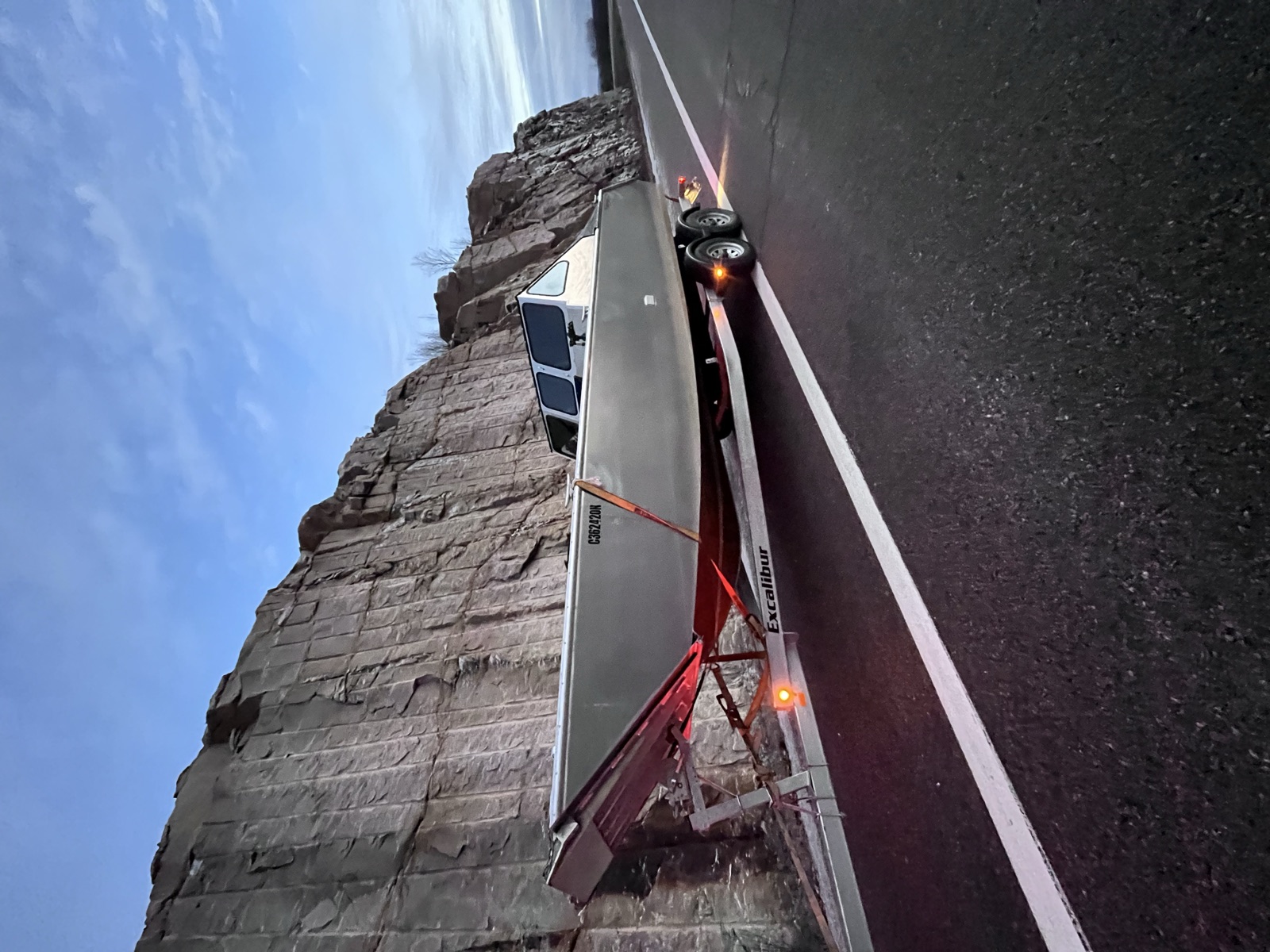 Lake Nipissing Outfitters charter boat loaded on trailer for transport anywhere in Ontario